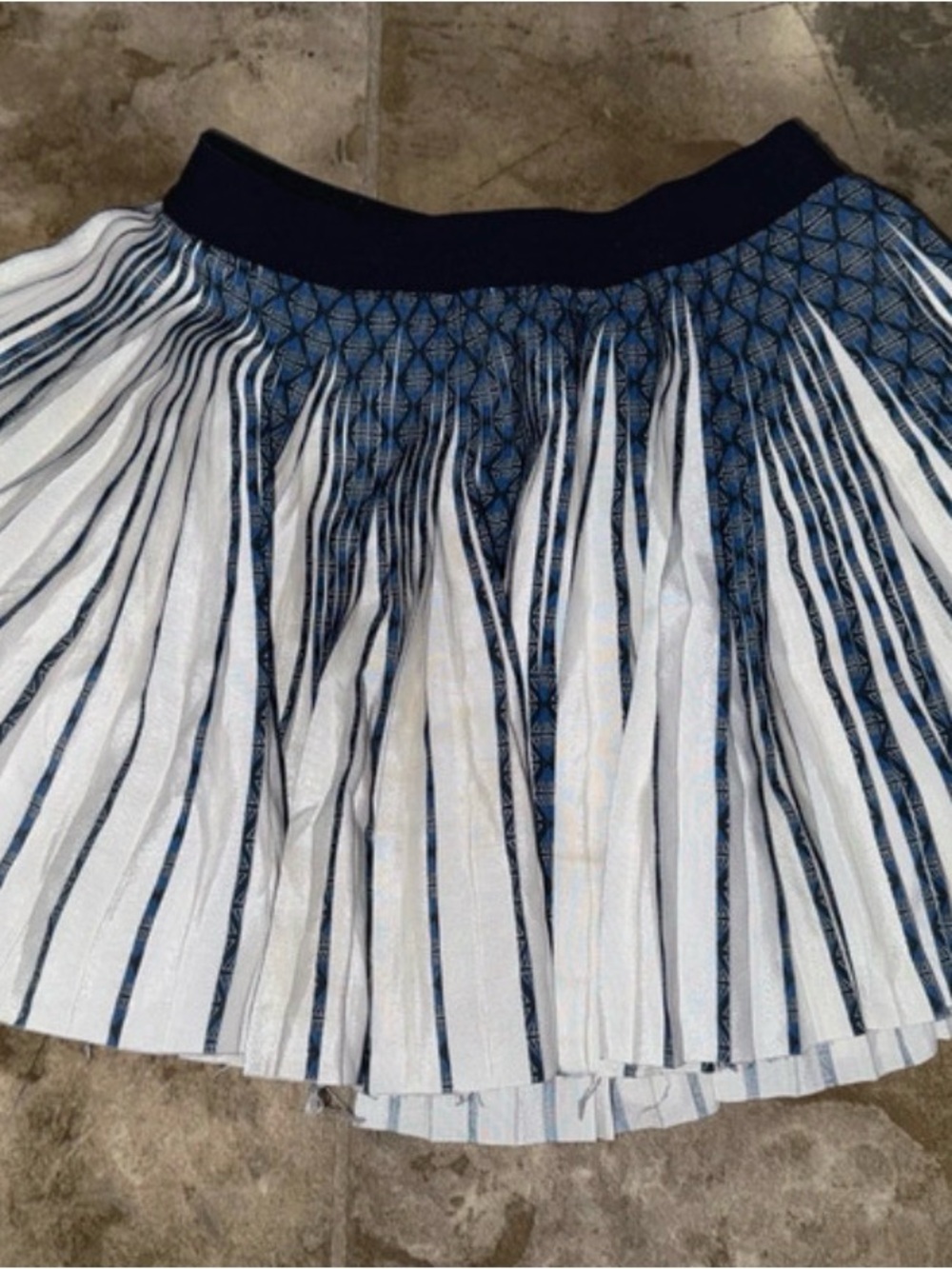Girls Navy and White Pleated Skater Skirt